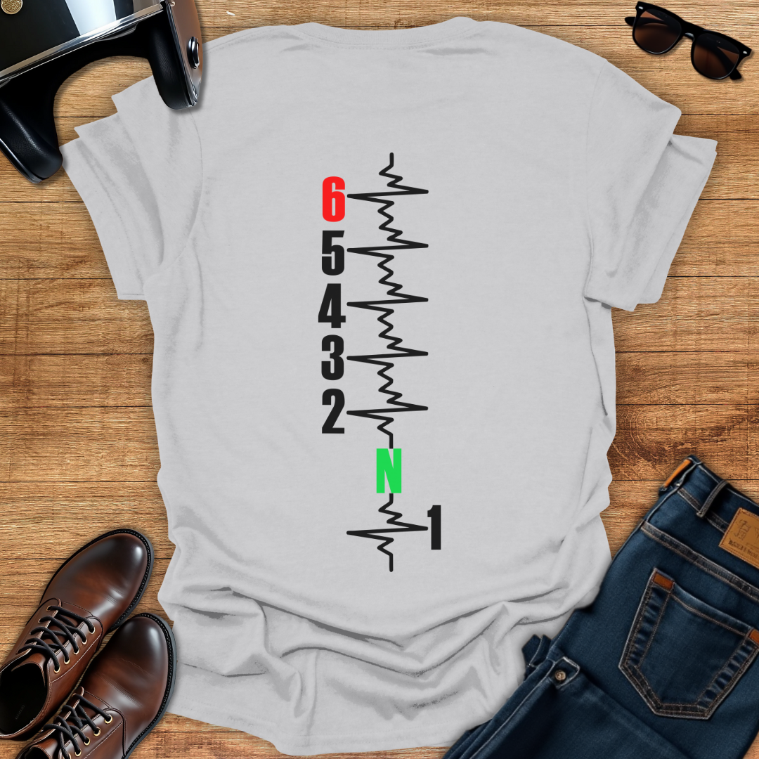 Gears Pulse Vertical - Back Print T-Shirt