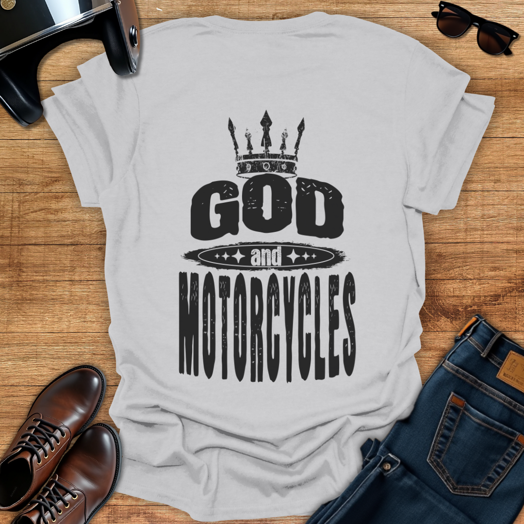 God and Motorcycles - Back Print T-Shirt