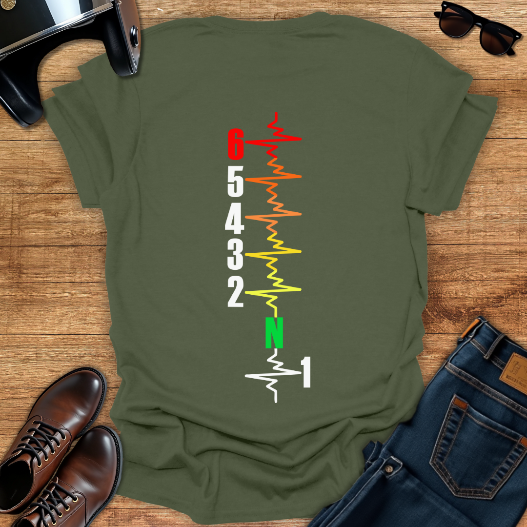Multicolor Gears Pulse Vertical - Back Print T-Shirt