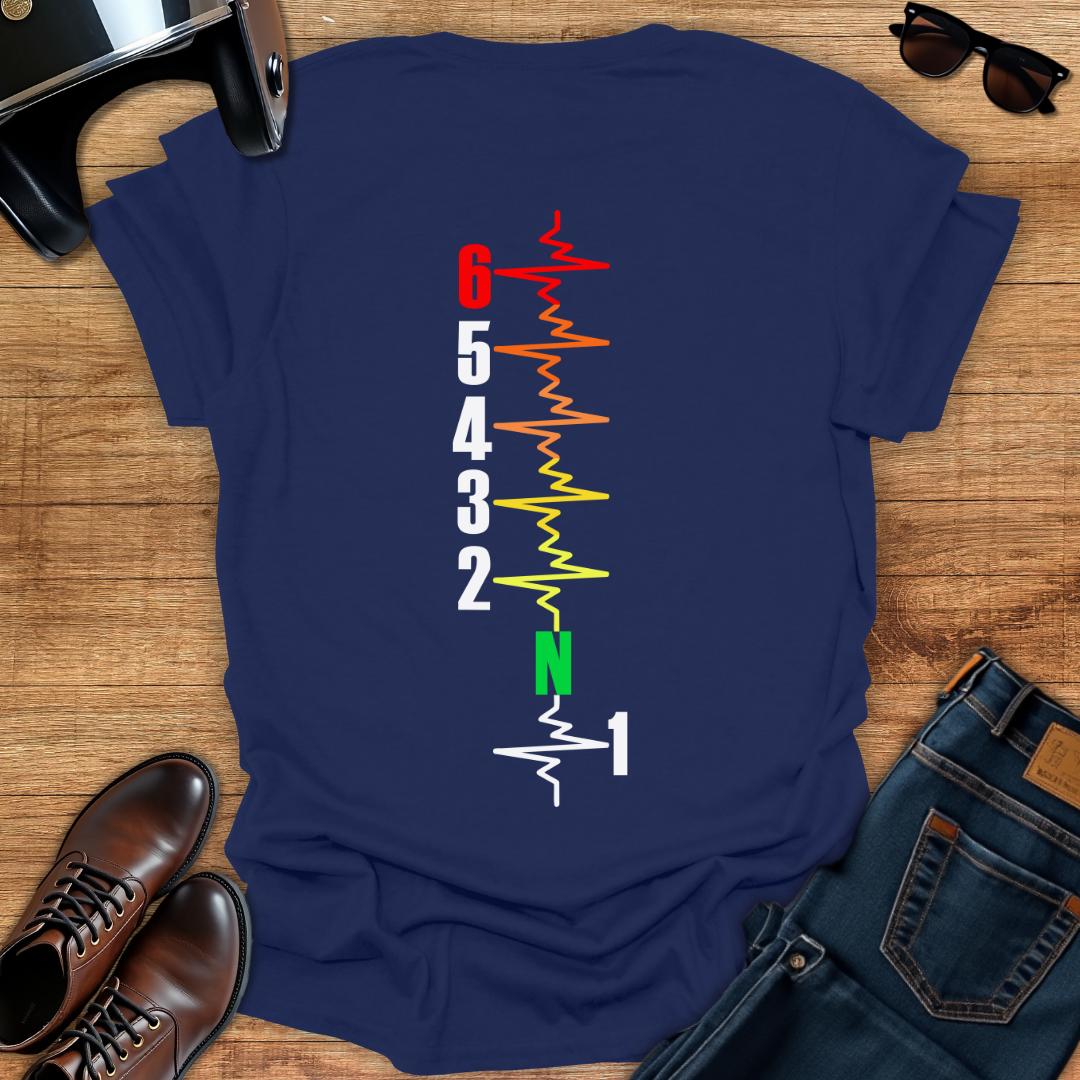 Multicolor Gears Pulse Vertical - Back Print T-Shirt
