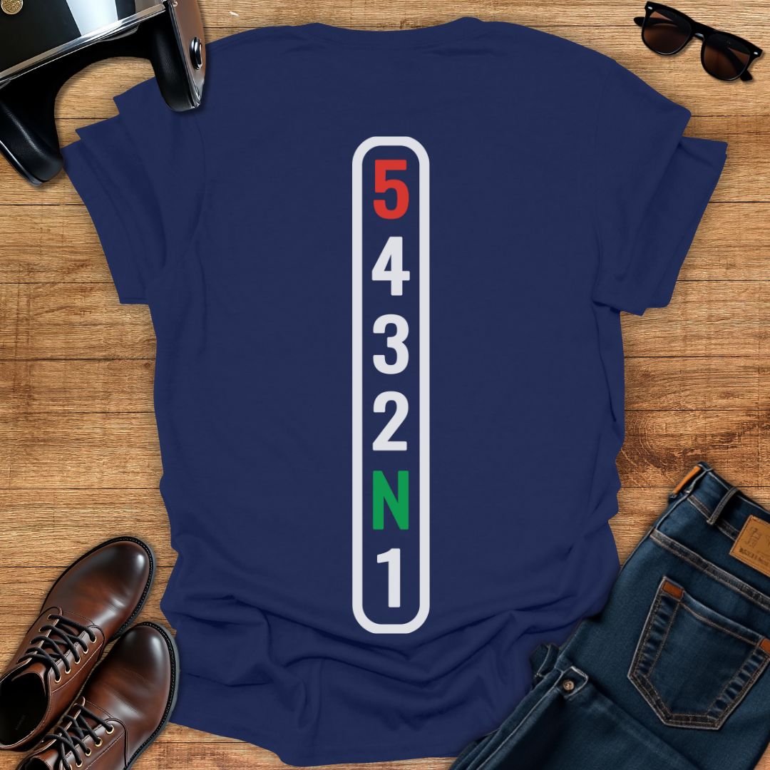 One Down Four Up Gears - Back Print T-Shirt