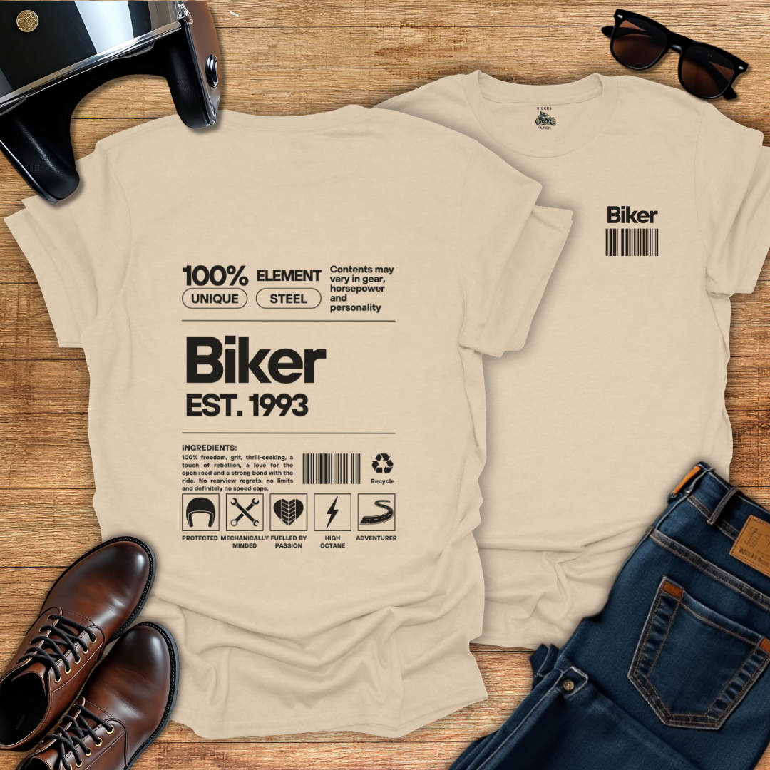 Biker Ingredients - Personalised Date T-Shirt