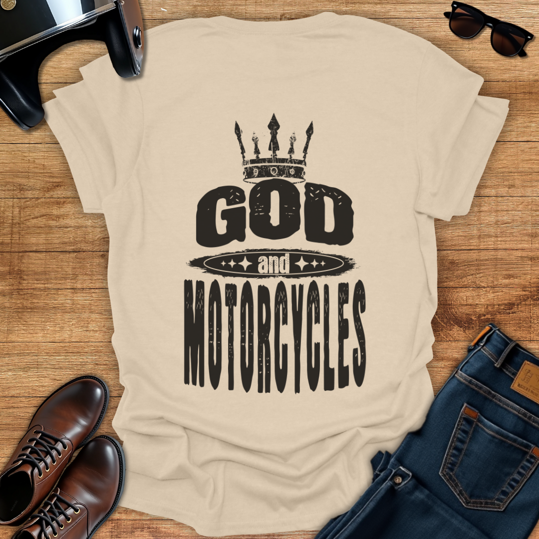 God and Motorcycles - Back Print T-Shirt