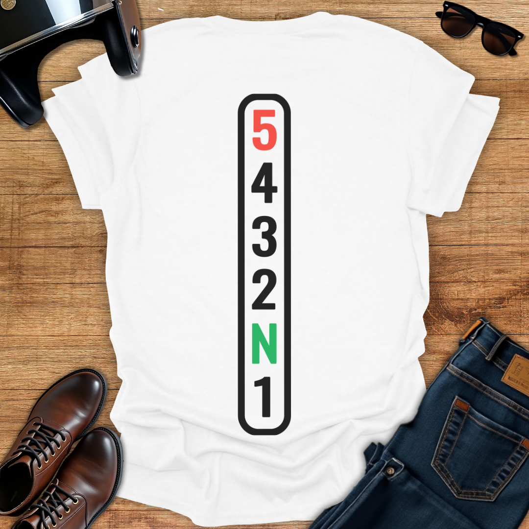 One Down Four Up Gears - Back Print T-Shirt