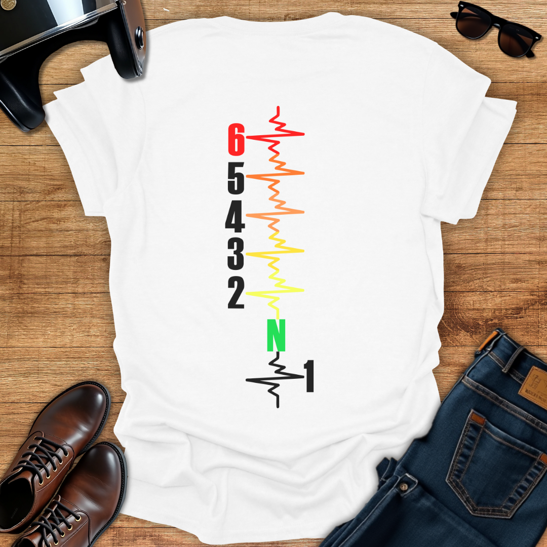 Multicolor Gears Pulse Vertical - Back Print T-Shirt