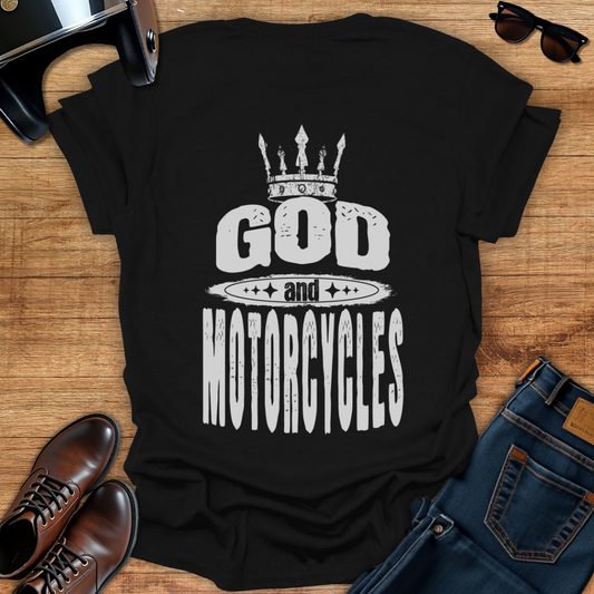 God and Motorcycles - Back Print T-Shirt