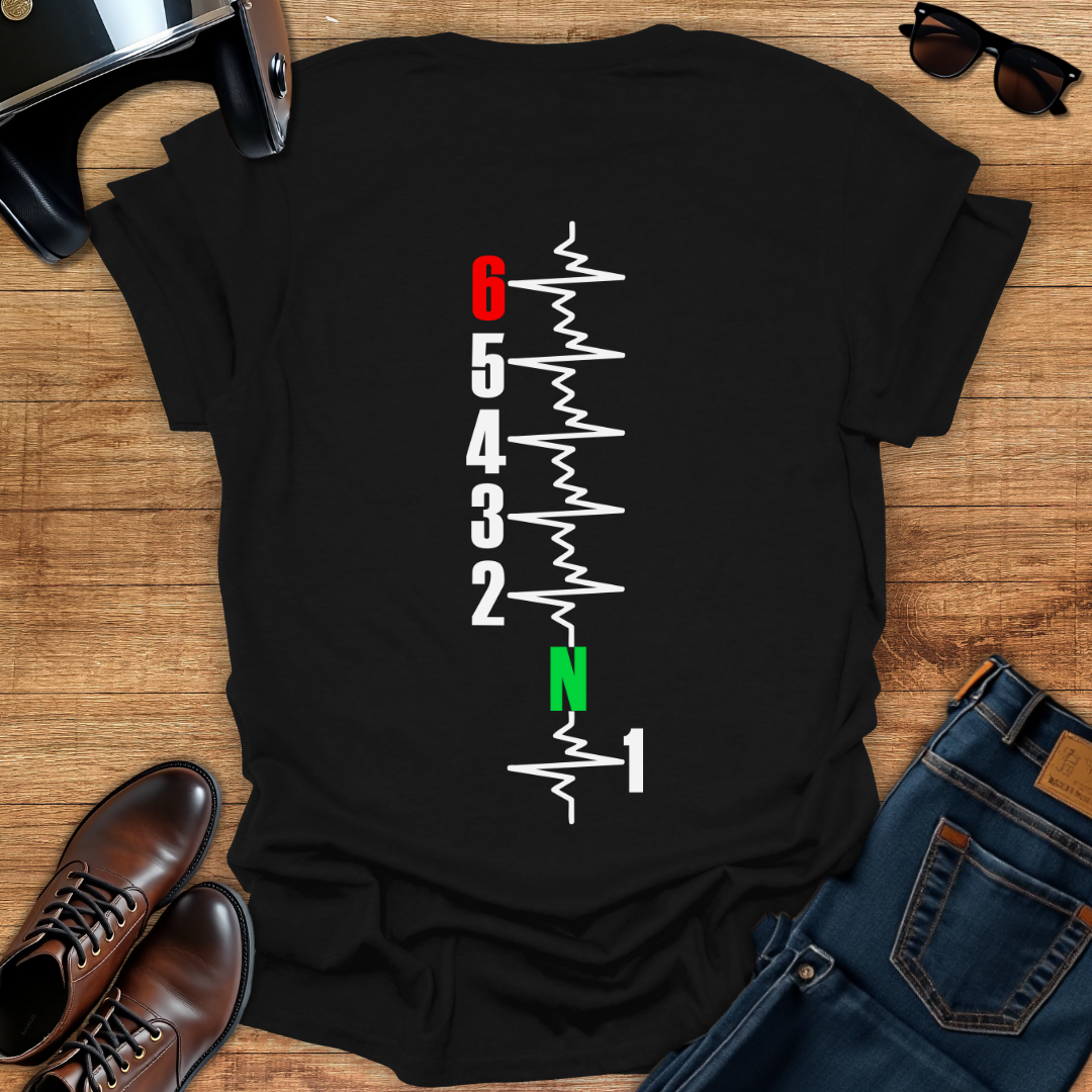 Gears Pulse Vertical - Back Print T-Shirt