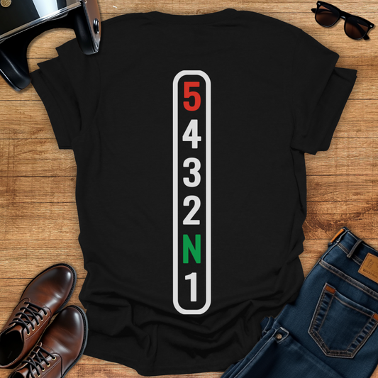 One Down Four Up Gears - Back Print T-Shirt