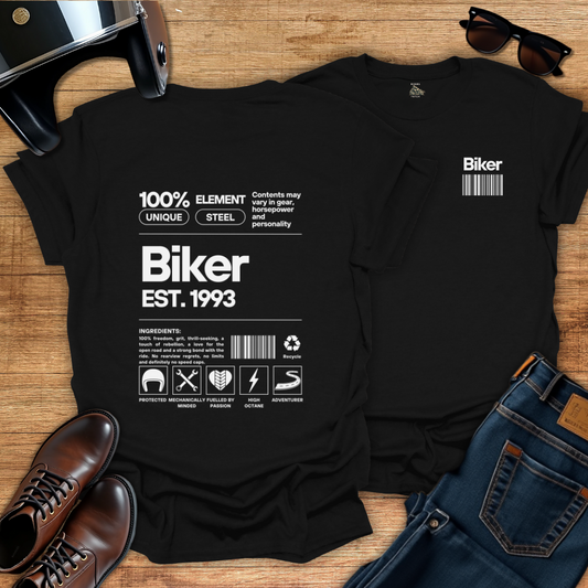 Biker Ingredients - Personalised Date T-Shirt