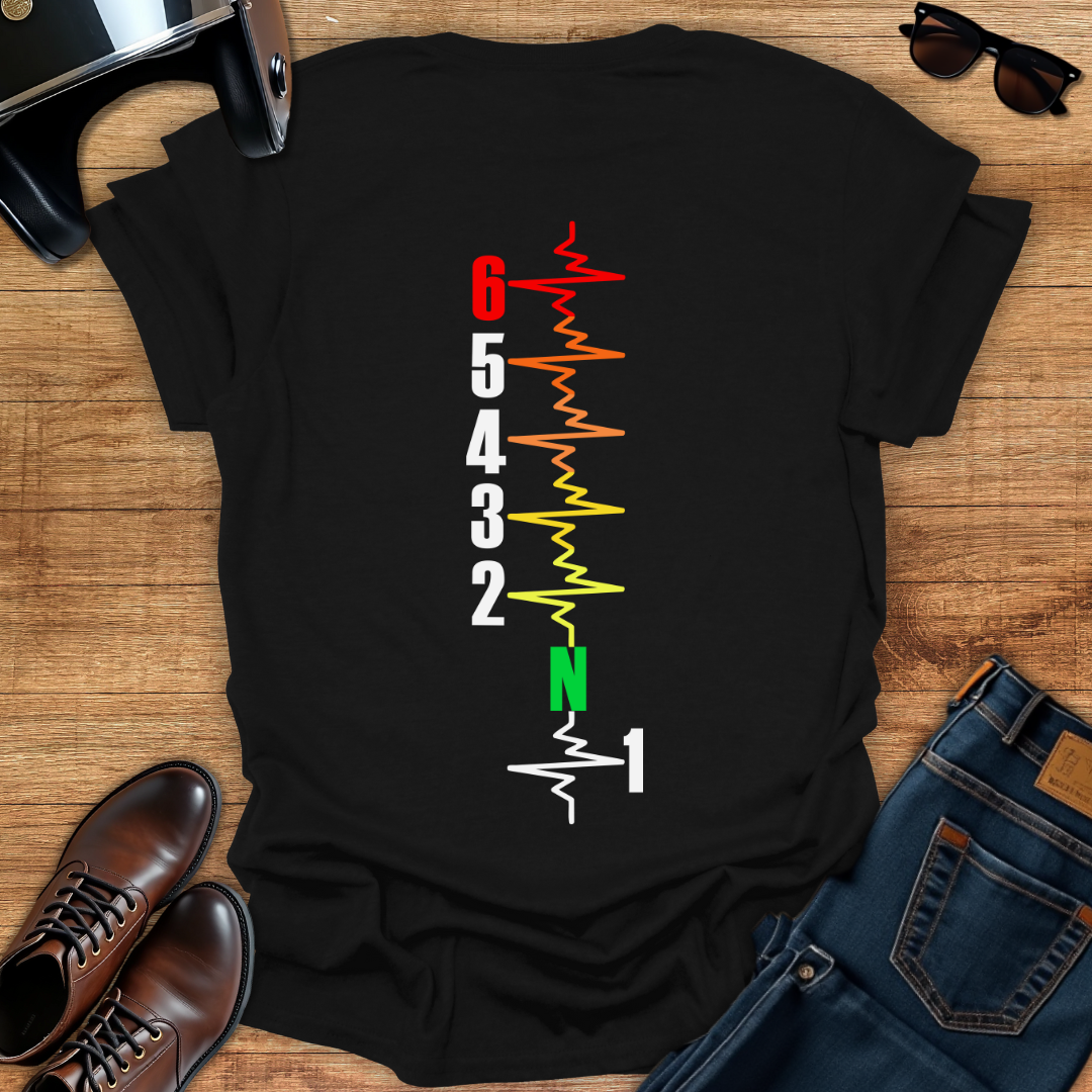 Multicolor Gears Pulse Vertical - Back Print T-Shirt