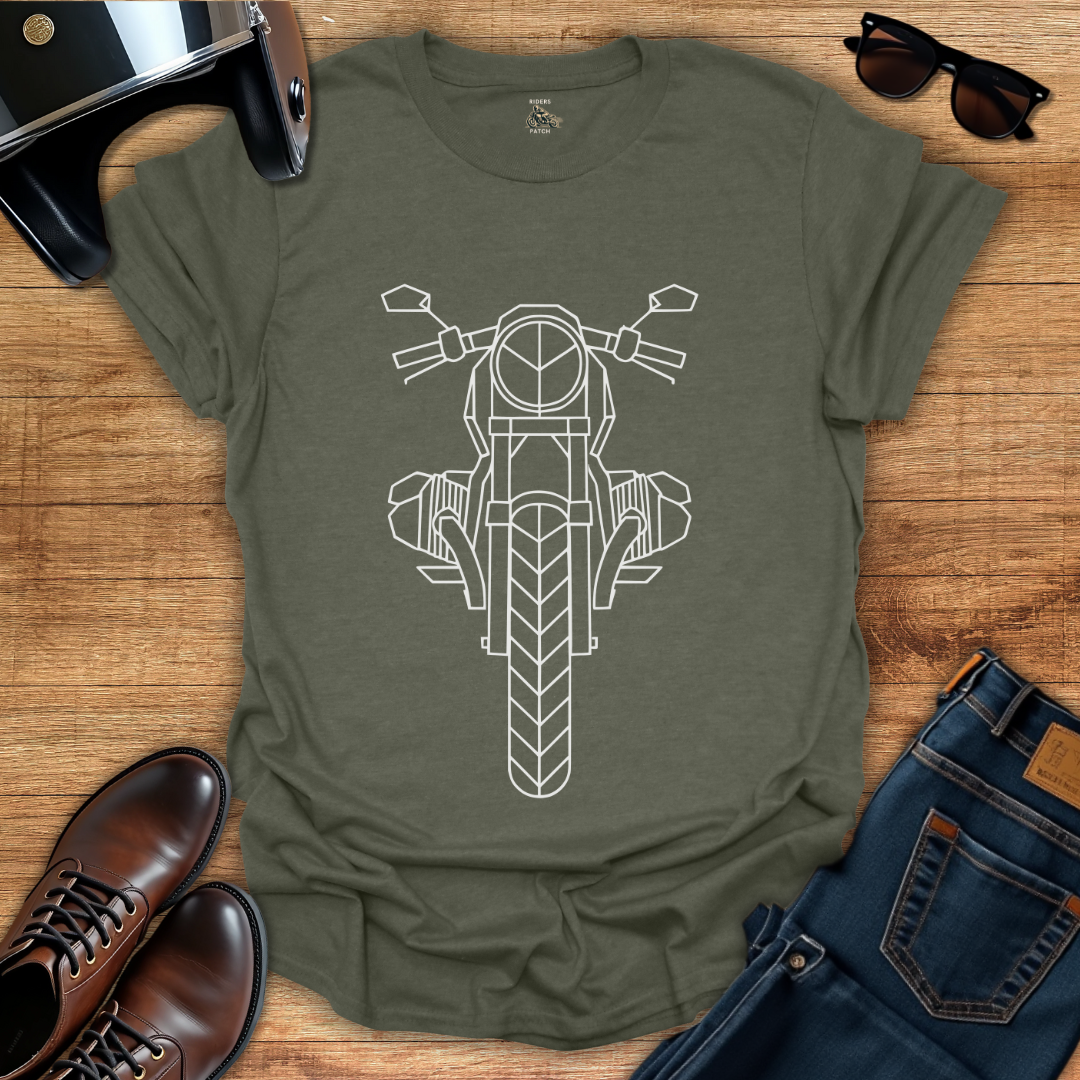 Geometric Motorcycle Boxer Engine T-Shirt