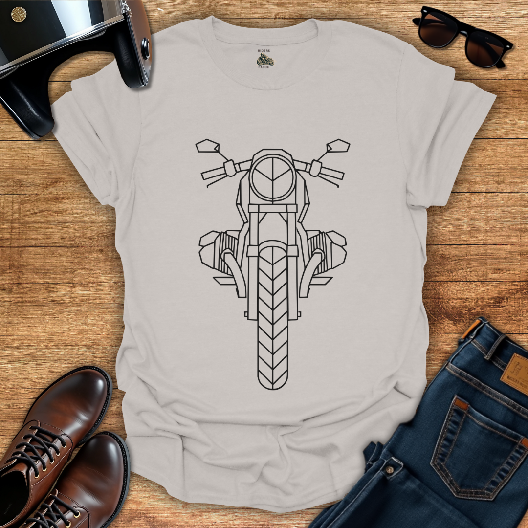 Geometric Motorcycle Boxer Engine T-Shirt