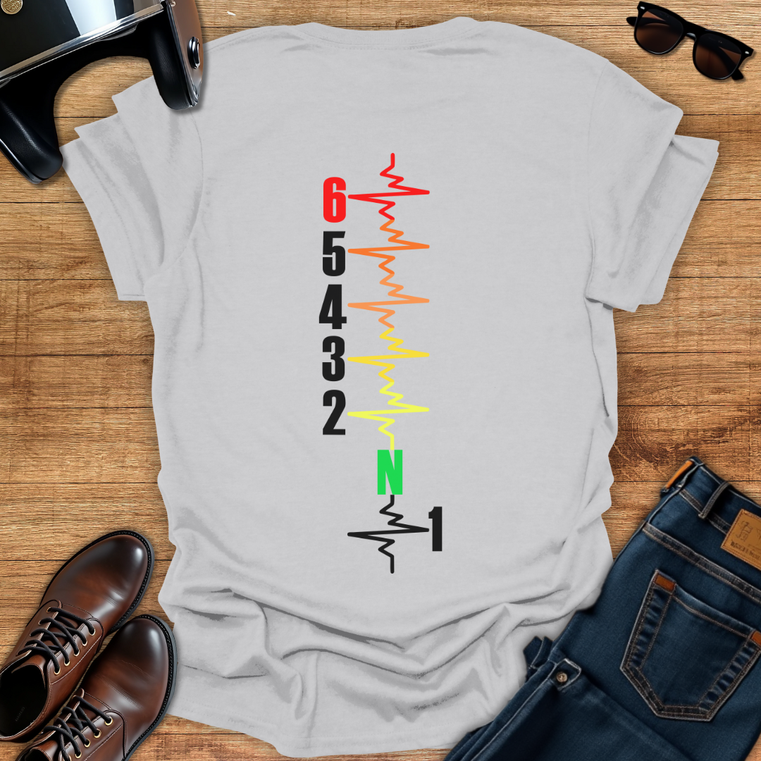 Multicolor Gears Pulse Vertical - Back Print T-Shirt