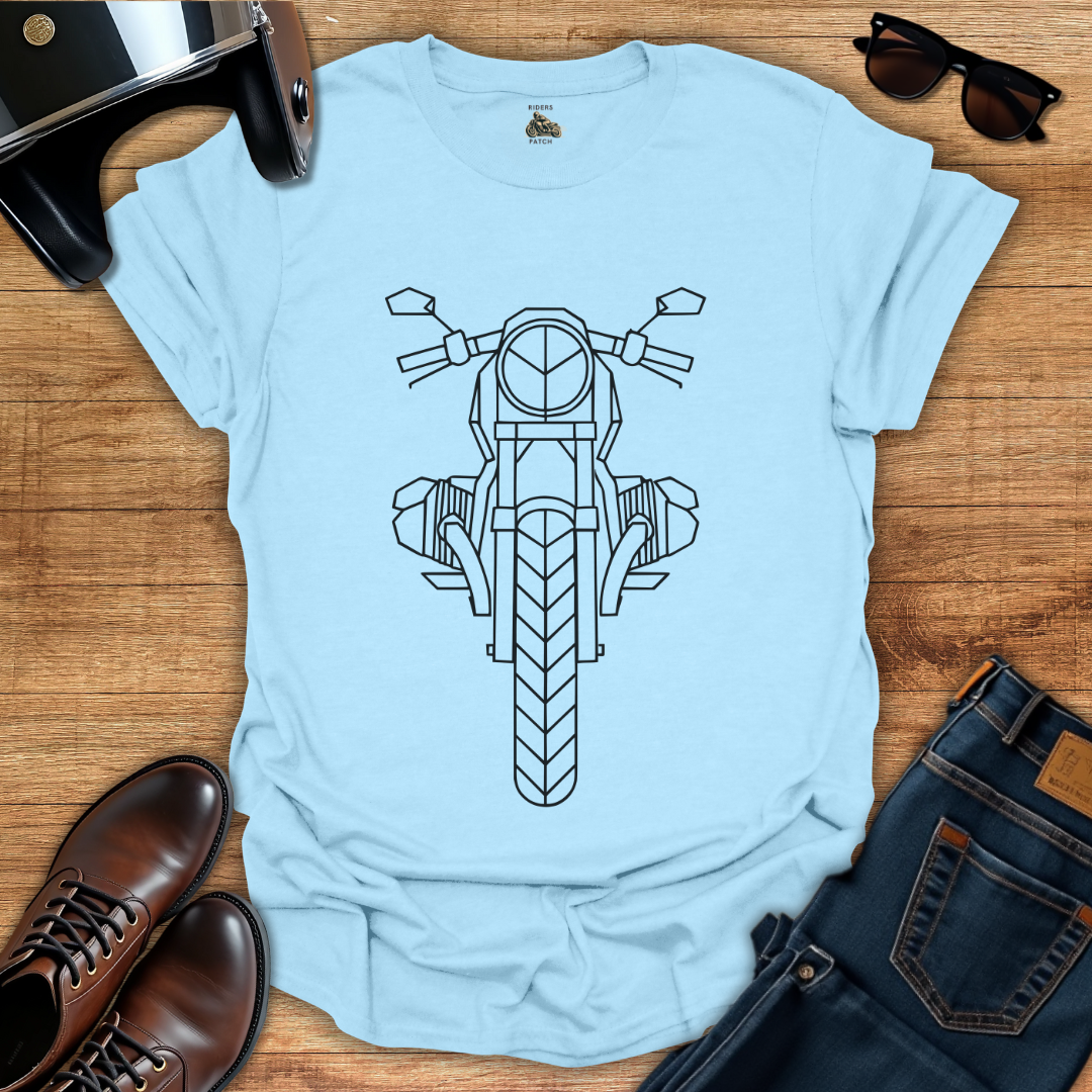 Geometric Motorcycle Boxer Engine T-Shirt