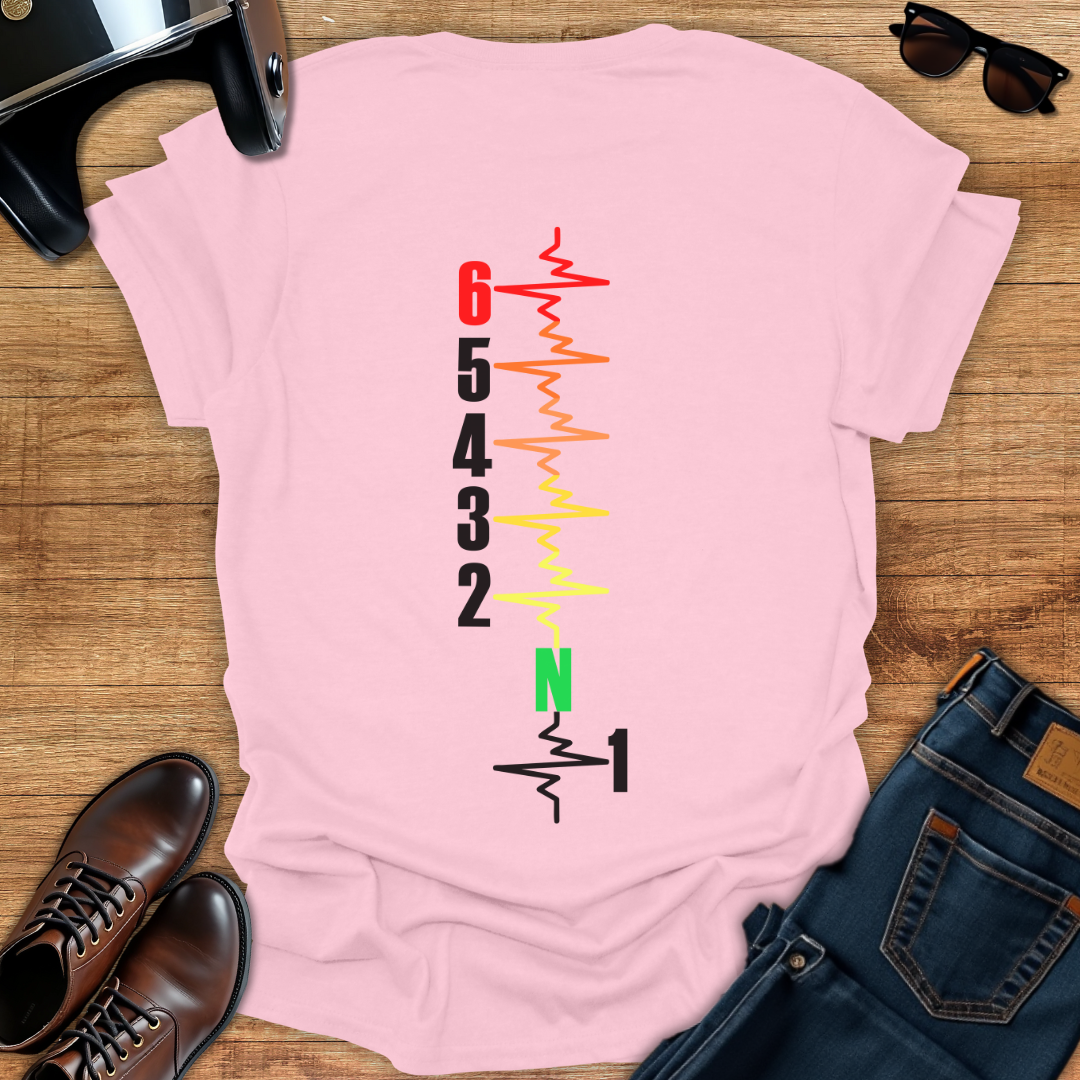 Multicolor Gears Pulse Vertical - Back Print T-Shirt
