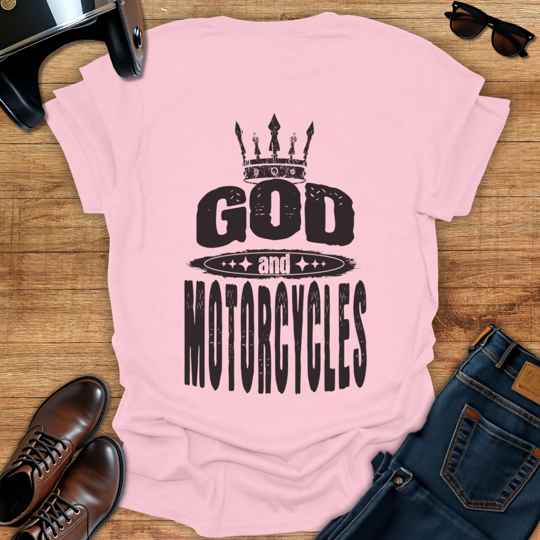 God and Motorcycles - Back Print T-Shirt