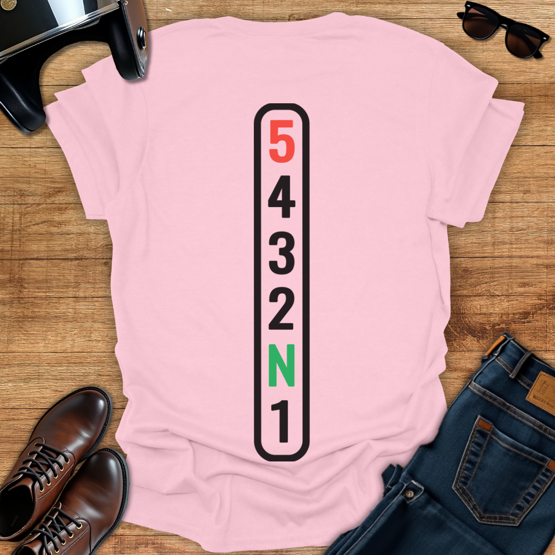 One Down Four Up Gears - Back Print T-Shirt
