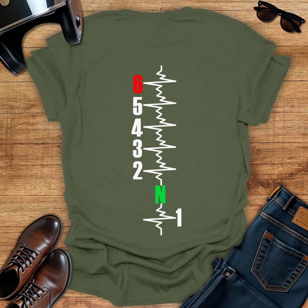 Gears Pulse Vertical - Back Print T-Shirt