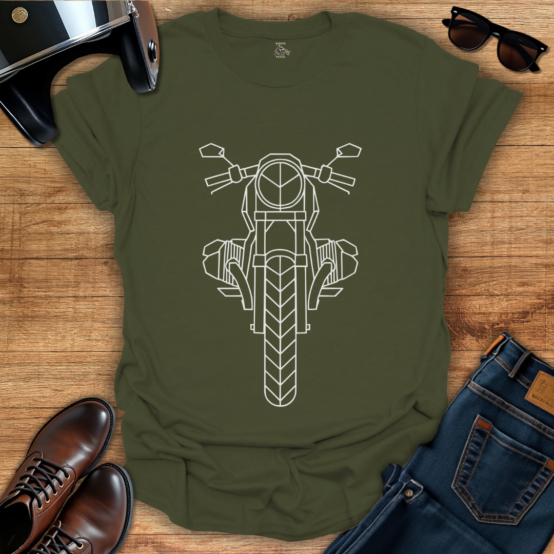 Geometric Motorcycle Boxer Engine T-Shirt