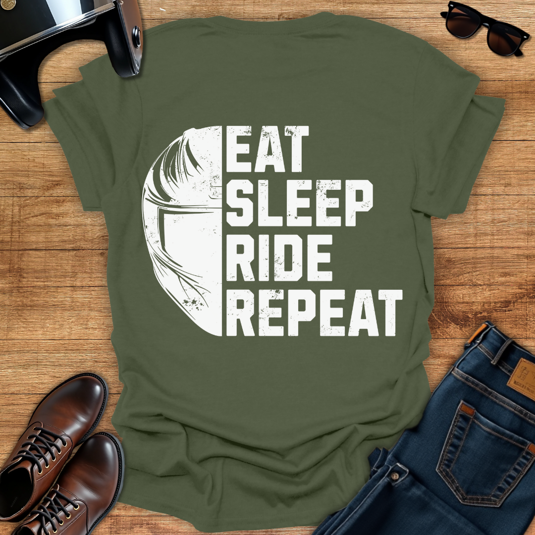 Eat, Sleep, Ride, Repeat - Back Print T-Shirt