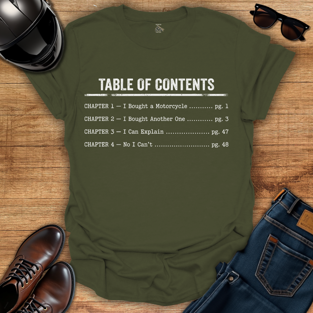 Table Of Contents T-Shirt