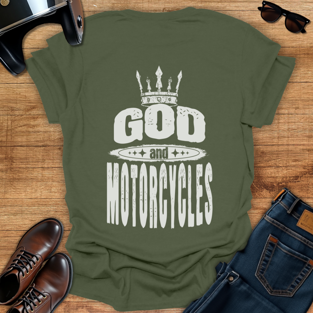 God and Motorcycles - Back Print T-Shirt