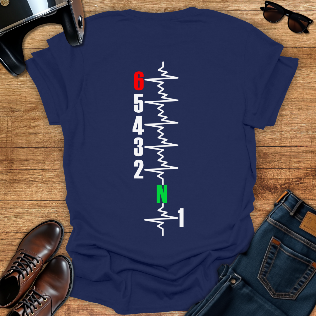Gears Pulse Vertical - Back Print T-Shirt