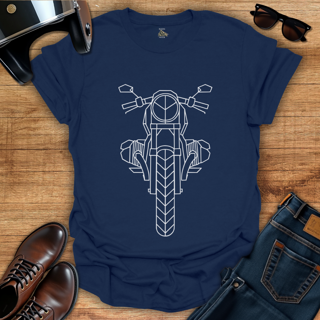 Geometric Motorcycle Boxer Engine T-Shirt