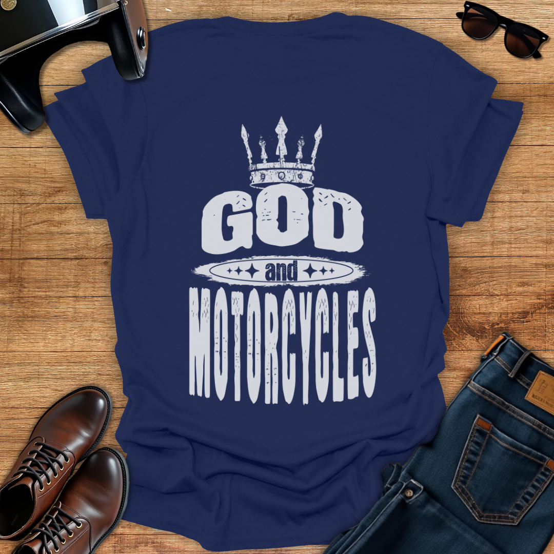 God and Motorcycles - Back Print T-Shirt