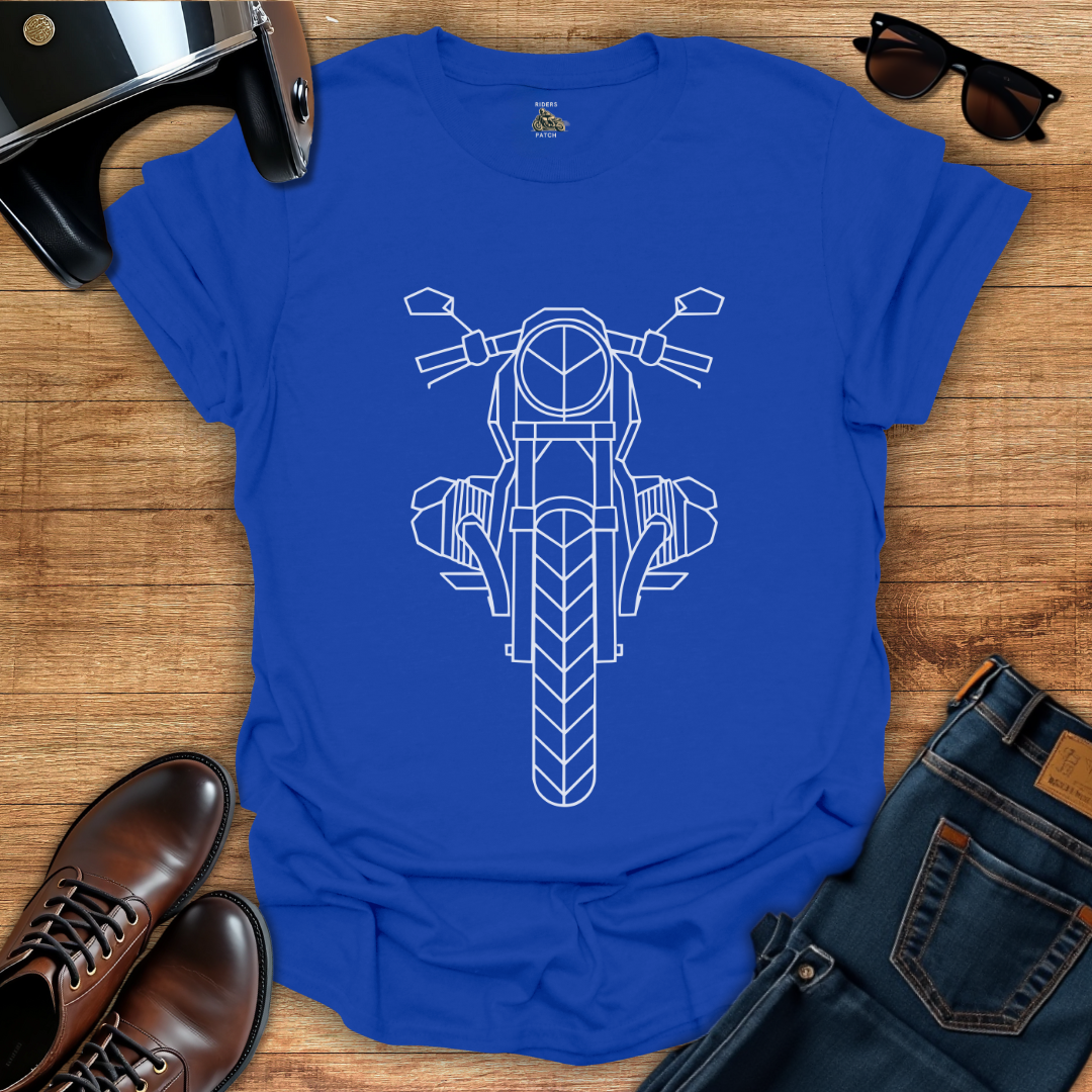Geometric Motorcycle Boxer Engine T-Shirt