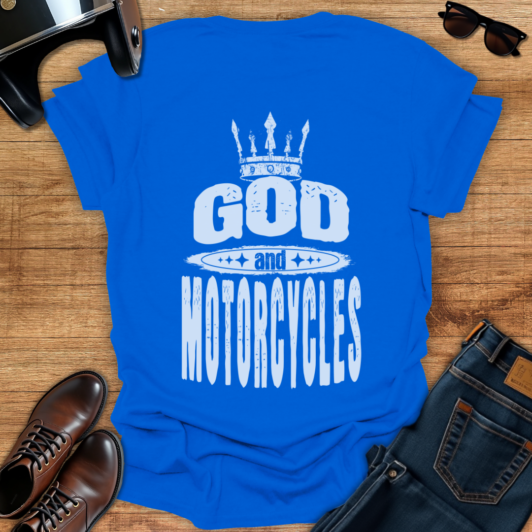 God and Motorcycles - Back Print T-Shirt
