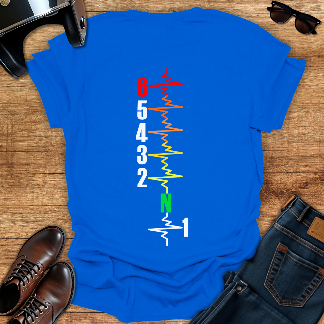 Multicolor Gears Pulse Vertical - Back Print T-Shirt