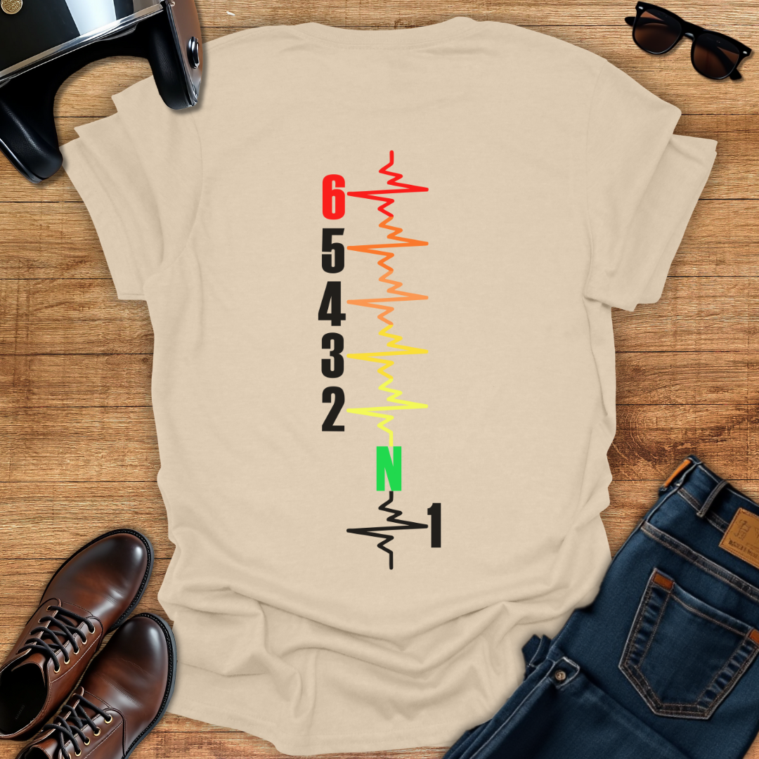 Multicolor Gears Pulse Vertical - Back Print T-Shirt