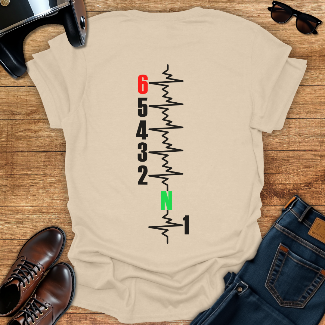 Gears Pulse Vertical - Back Print T-Shirt