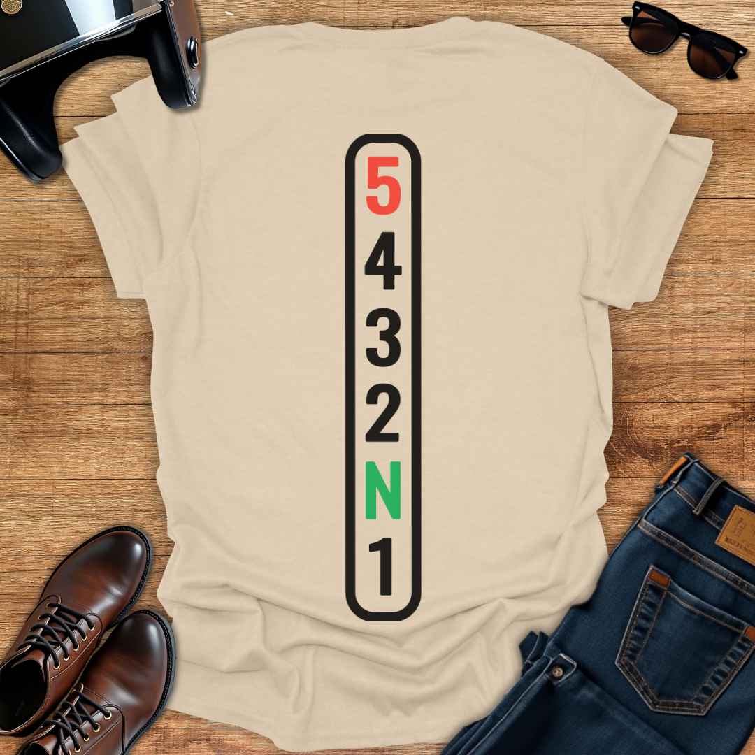 One Down Four Up Gears - Back Print T-Shirt
