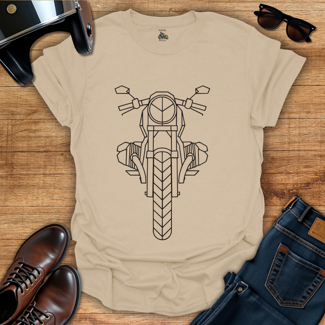 Geometric Motorcycle Boxer Engine T-Shirt