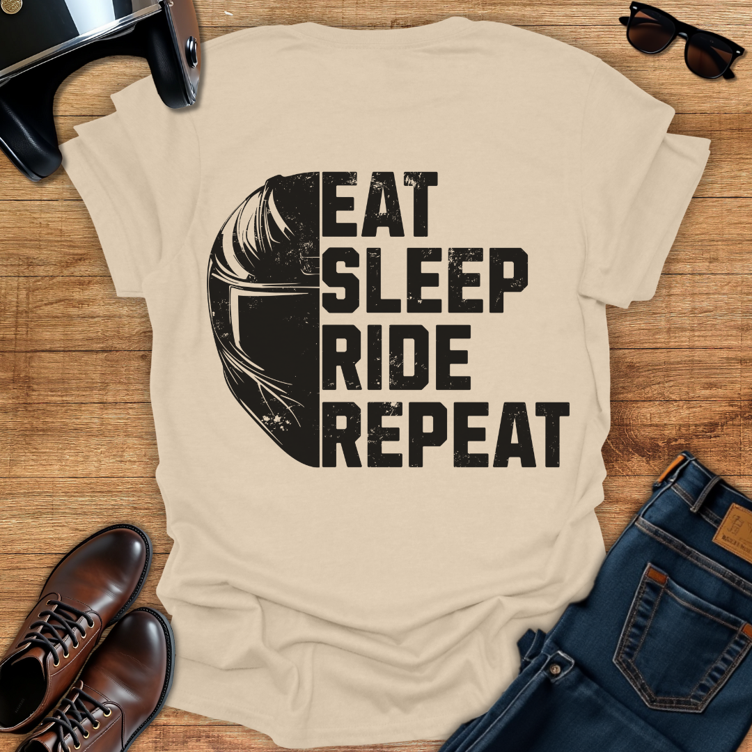 Eat, Sleep, Ride, Repeat - Back Print T-Shirt