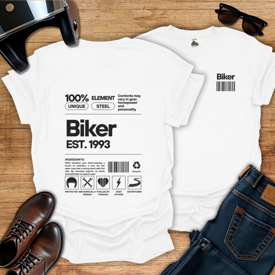 Biker Ingredients - Personalised Date T-Shirt
