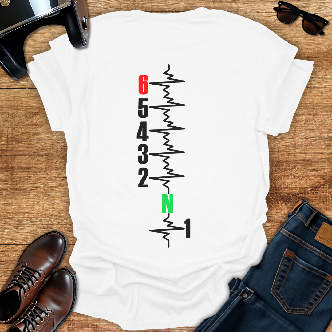 Gears Pulse Vertical - Back Print T-Shirt